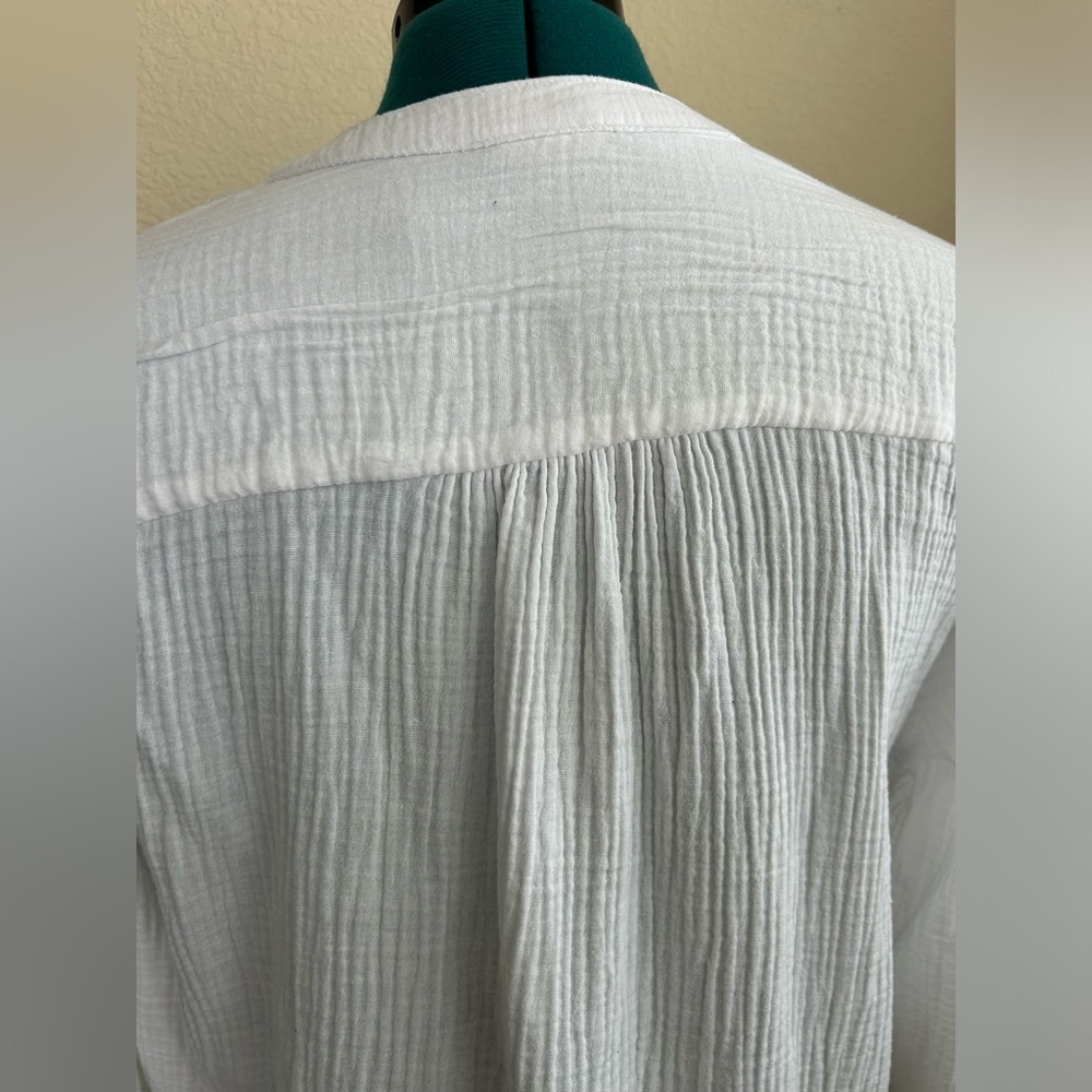 Mote Anthropologie Top Womens XXL White Button Front Quilted Cotton Shirt - Picture 6 of 10
